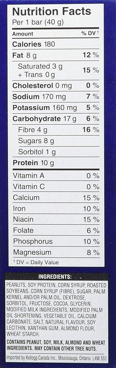 Kellogg's Vector Protein bars, Peanut, 4ct, 160g/5.6oz. (Imported from Canada)